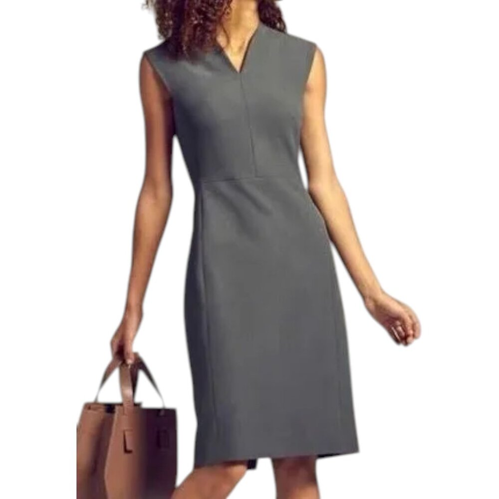 MM LaFleur "The Annie Dress" V-Neck Sleeveless A-Line - Gray - 10